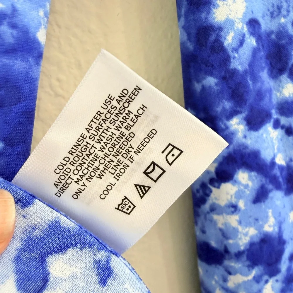 Coolibar Hightide LS Swim Shirt Blue Tie Dye Rash Guard UPF 50 Size Small
